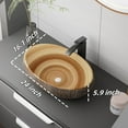thumbnail image 2 of WinZo Bathroom Artistic Vessel Sink, 24x16x5.9 inch Oval Bowl Sink, Retro Ceramic Washbasin Above Counter, Ceramic Porcelain Bathroom Sink Bowl for Vanity, Carving Brown, 2 of 7