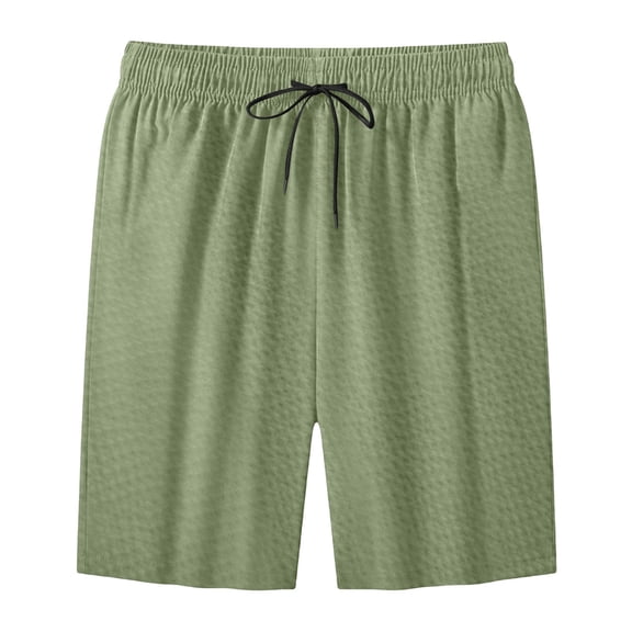 Glisme Pants For Men Solid Color Elastic Waist With Drawstring Summer Quick Dry Men Casual Trousers Size L Army Green