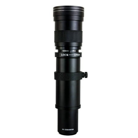 Opteka 420-1600mm f/8.3 HD Telephoto Zoom Lens for Canon EOS 80D, 77D, 70D, 60D, 60Da, 50D, 7D, 6D, 5D, 5DS, 1Ds, Rebel T7i, T7s, T6s, T6i, T6, T5i, T5, T4i, T3i, T3, T2i and SL1 Digital SLR