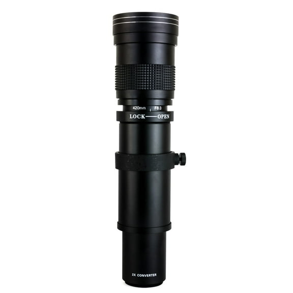 opteka 420-1600mm f/8.3 hd telephoto zoom lens for canon eos 80d, 77d, 70d, 60d, 60da, 50d, 7d, 6d, 5d, 5ds, 1ds, rebel t7i, t7s, t6s, t6i, t6, t5i, t5, t4i, t3i, t3, t2i and sl1 digital slr cameras
