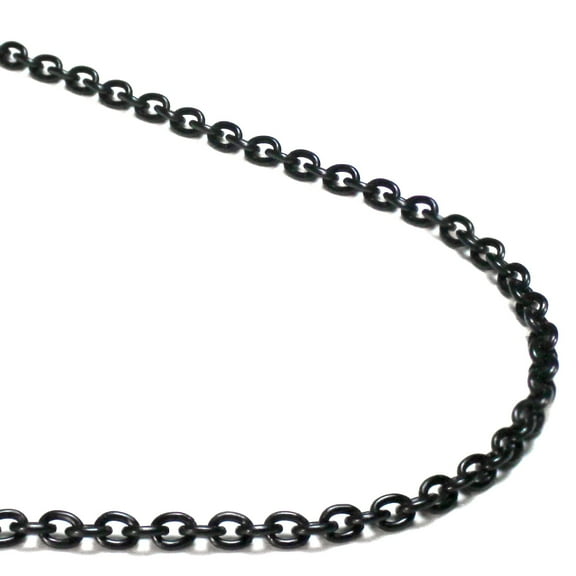 Black Titanium 3MM Rolo Link Necklace Chain 20"