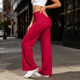 thumbnail image 4 of Dwellite Leggings for Womens Straight Leg Gym Yoga Pants High Waist Lifting Wide Leg Workout Pants with Pockets 2026 Red S, 4 of 7