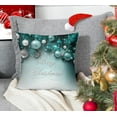 thumbnail image 5 of Throw Pillow Cover Blue Festive Christmas Holiday Teal Green Merry Decorative Pillow Case Home Decor Square 18 x 18 Inch Pillowcase, 5 of 6