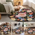 thumbnail image 5 of Round Rugs 6 Ft, Boho Pink Flower Non Slip Area Rugs for Kitchen Bedroom Entryway, Spring Watercolor Country Floral Plant Washable Carpet Runner Rug Floor Mats for Bedroom Home Decor, 5 of 8