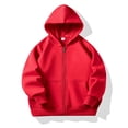 thumbnail image 1 of Abcomgle Kids Zip Up Hoodie Girls Loose Fit Full-Zip Jacket for Girls Cute Solid Girls Sweaters Casual Winter Hooded Hoodies for Teen Girls with Pockets, 1 of 2