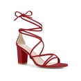 thumbnail image 1 of BLISSFUL STEP Sandale à Talon Bloc pour Femme Sandales à Brides à Lacets Rouge 7,5, 1 of 7