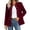 Wine, variant on Plus Size Blazer for Women Long Sleeve Button down Suit Jacket Solid Color Trendy Blouses Winter Workout Tops