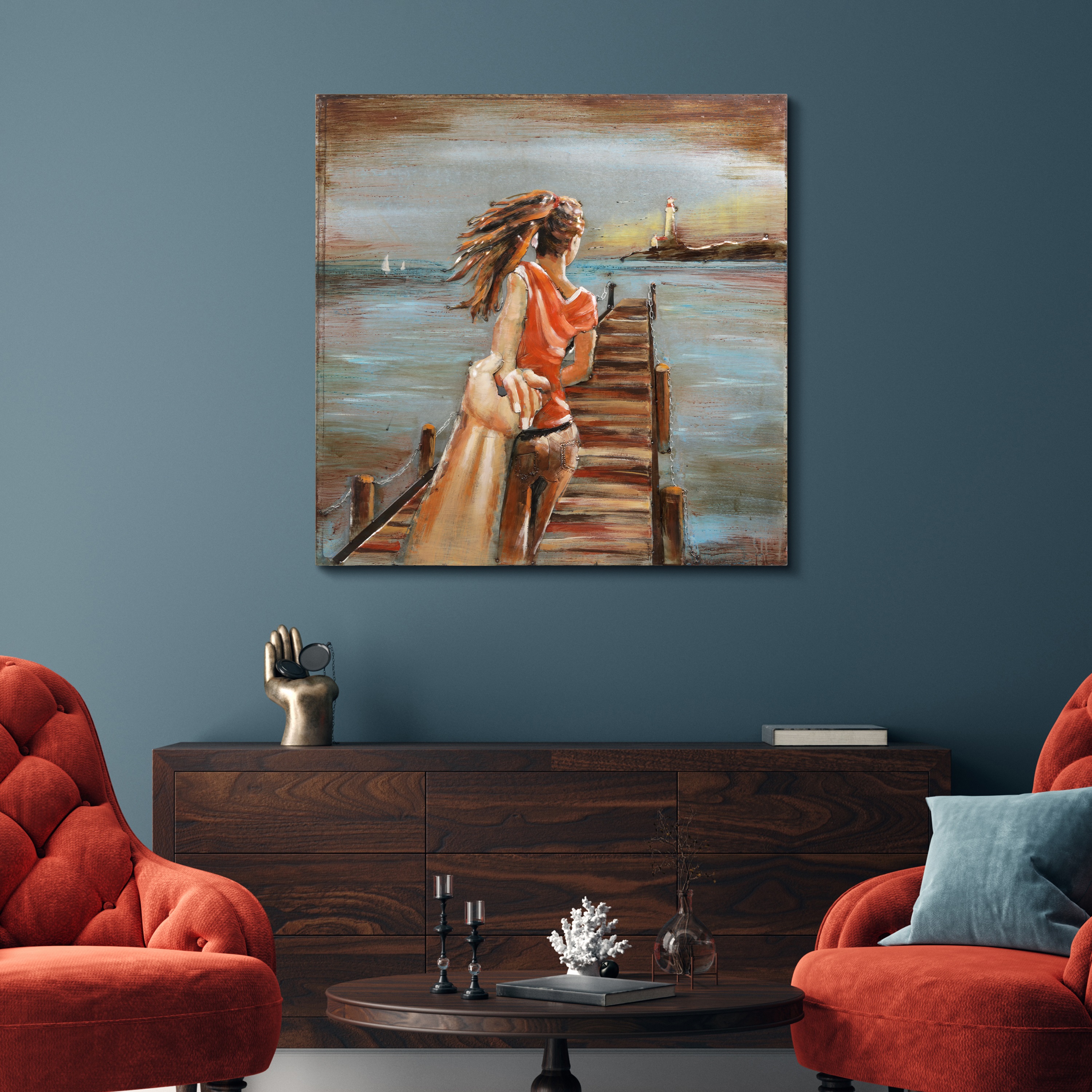 Empire Art Direct 'Lighthouse' by Primo Mixed Media Hand Painted 3D Iron Wall Sculpture