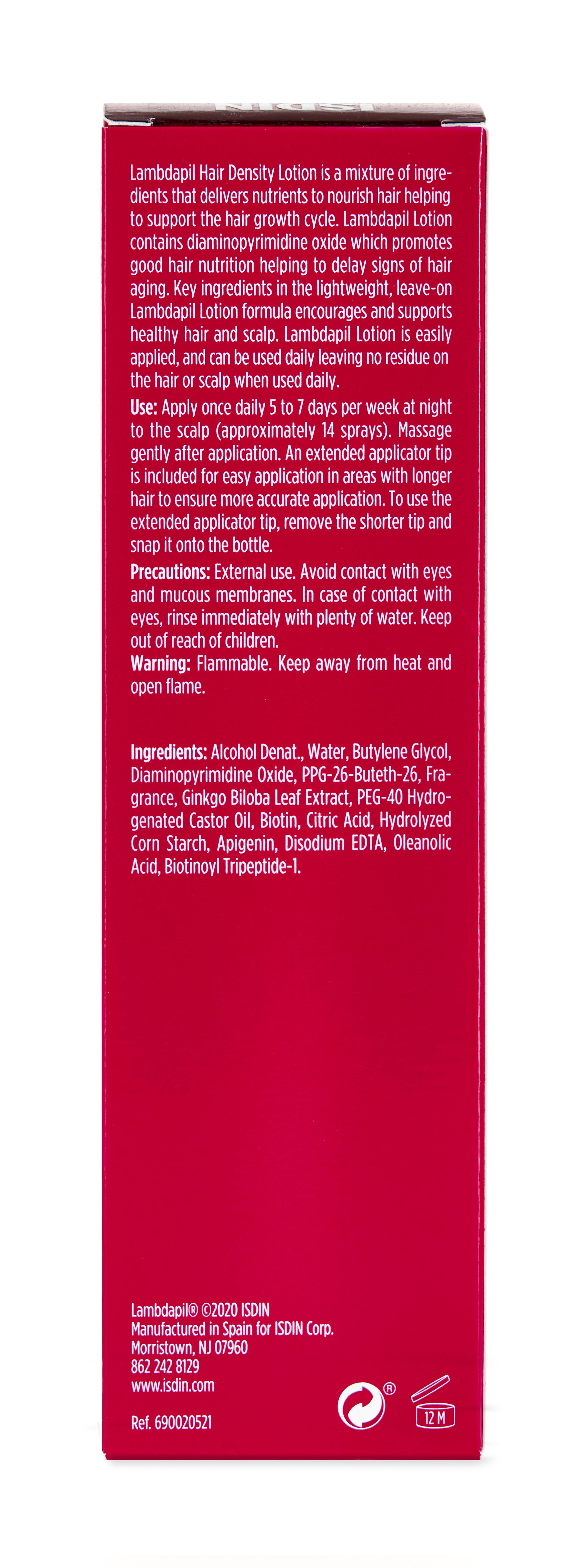 ISDIN Lambdapil Hair Lotion: Hair thickening lotion for thin hair, 4.2FL OZ (125ml).