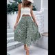 thumbnail image 4 of Faldas Largas Estampadas para Mujer, Cintura Alta, Abertura en Forma de A, Falda Larga Hasta el Suelo. Verde S, 4 of 10