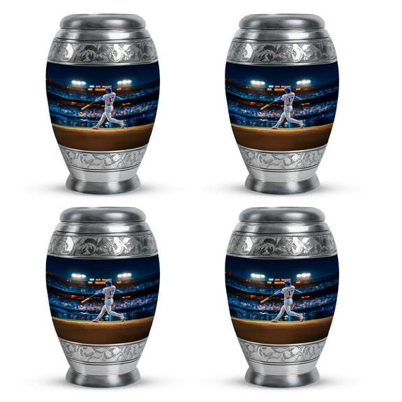 SABURIAL Baseball Urn - Small Urns For Human Ashes Adult Female - Keepsake Funeral Urns For Women Ash - 3 Inch Set Of 4 - Little Cremation Urn For Ashes Dad