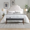 thumbnail image 2 of HOQBN Upholstered Long Bench, Modern Dining Bench with Soft Chenille Fabric &Rubber Wood Legs for Kitchen Table, Bedroom, Entryway Grey, 2 of 6