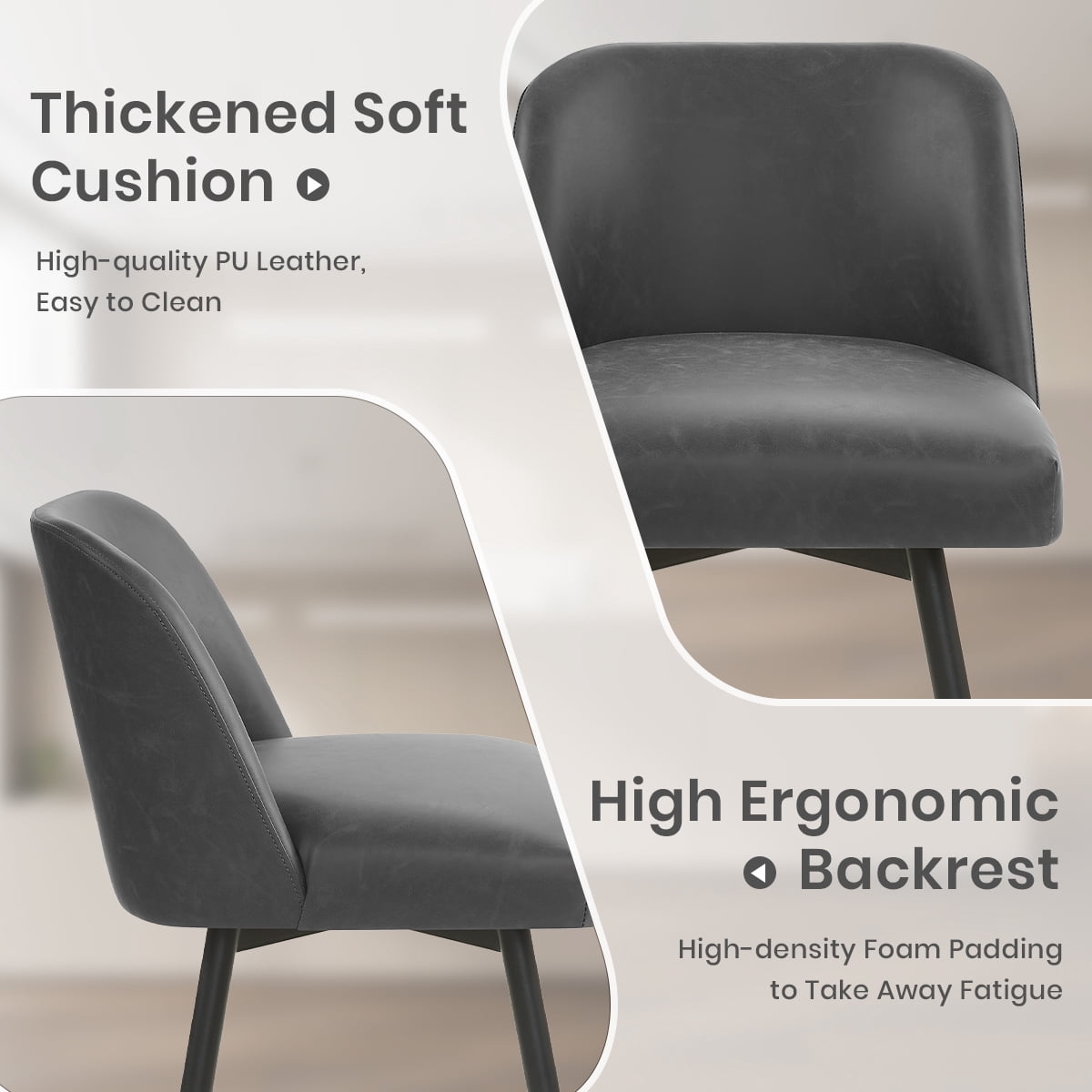 Modern Bar Stools Set of 4, 26" H Swivel Counter Height Barstools with High Backs, Kitchen Island Stools, For Bar & Home,Faux Leather, Grey