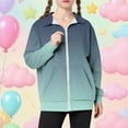 thumbnail image 2 of Favoffer Girls Graphic Zip Up Hoodies Sweatshirt with Pockets Kids Hooded Coat Casual Outerwear Rainbow Plaid Stripe Campus Daily Outings Parties 5-15Y, 2 of 6