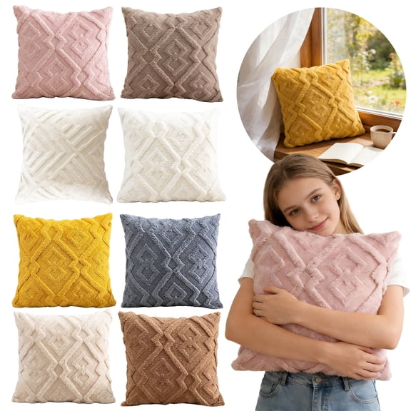 Throw Pillow Covers 20x20 Inch, Soft Plush Decorative Square Pillowcases, Farmhouse Holiday Cushion Covers for Couch Sofa Living Room Bedroom Outdoor Home Decor