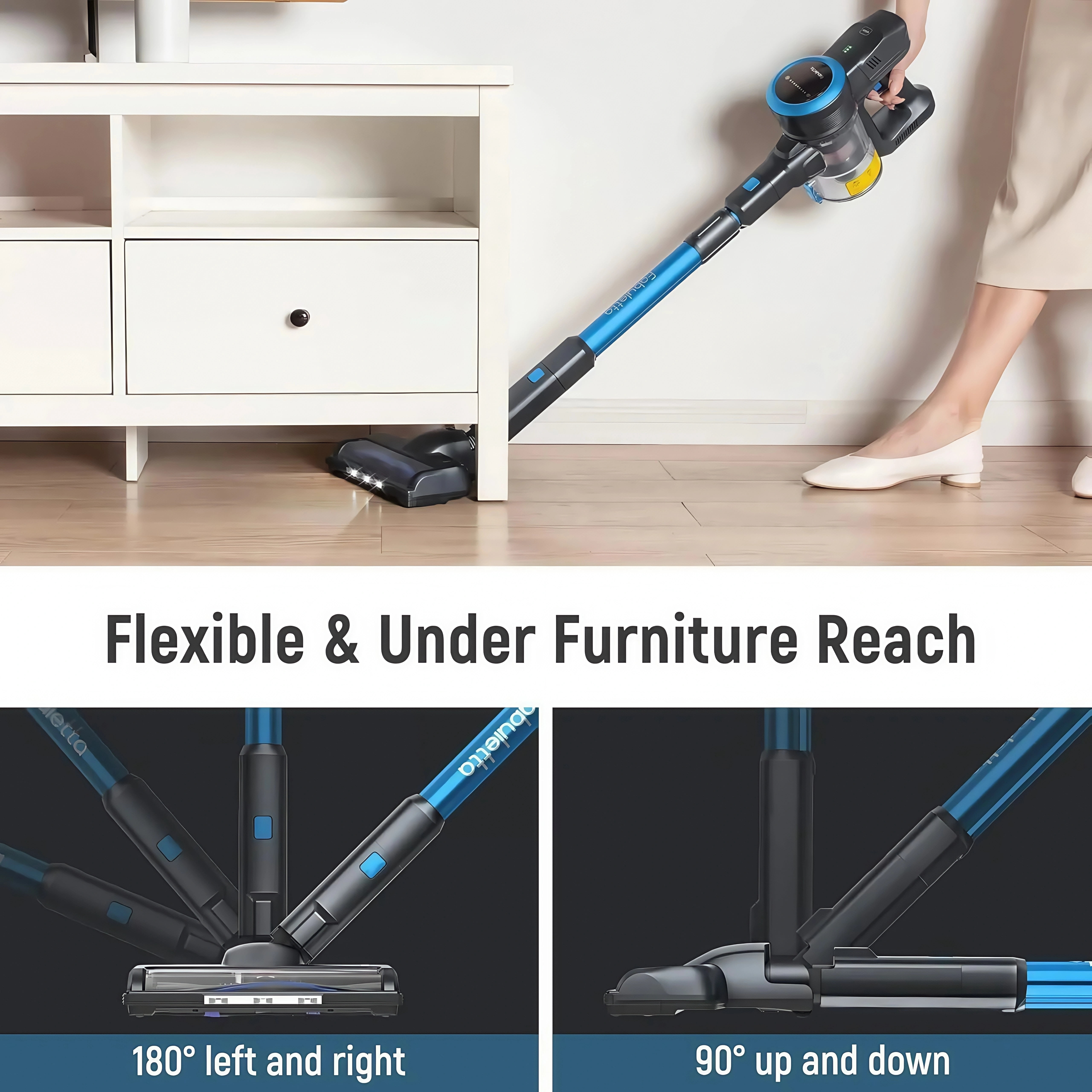 Lazyswan Cordless Stick Vacuum Cleaner Lightweight Self-standing Vac for Home Pet Hair Car Carpet Hardwood Floor