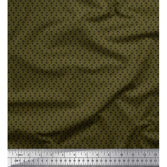 Soimoi Polyester Crepe Fabric Anchor Hook Shirting Printed Fabric 1 Yard 52 Inch Wide