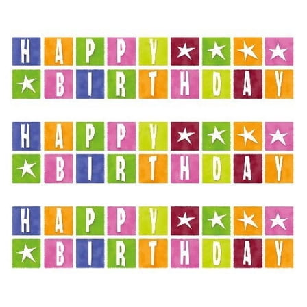 Happy Birthday Blocks Edible Cake Border Decoration