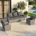thumbnail image 4 of UDPATIO Outdoor Sectional Conversation Sets, Gray Wicker Patio Furniture Set, 3-piece Outdoor Sofa Set for Balcony, Gray, 4 of 8