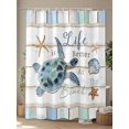 thumbnail image 4 of Sea Turtle Shower Curtain, Ocean Starfish Shell Wood Grain Rope Waterproof Shower Curtain Set with 12 Hooks Lightweight Washable Fabric Shower Curtains for Bathroom 72x78 Inches, 4 of 6
