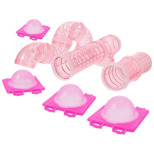 Hamster Tubes With Connector Diy Pet Cage Extension Small Pet Accessories Pink Color Durable Material For Pet Owners 1 Set