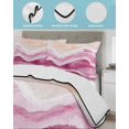 thumbnail image 4 of Quilts Full Size, Pink Waves Coastal Soft Comforter Bedding Set for Bed, Pink Ombre Summer Beach Oceans Lightweight Quilted Bedspread with Pillow Cover(2 Pieces) for All Season, 78x90 Inch, 4 of 6