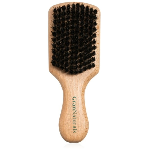 GranNaturals Cepillo de pelo de cerdas suaves – Cepillo de pelo de cerdas de jabalí para alisar las barbas descoloridas 360 ondas para peinar, pulir y colocar el cabello para crear un peinado elegante