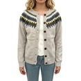 thumbnail image 5 of JUUNthy Womens Knit Cardigan, Vintage Graphic Long Sleeve Button Front Casual Fashion Sweater Outwear Pink 5XL, 5 of 14