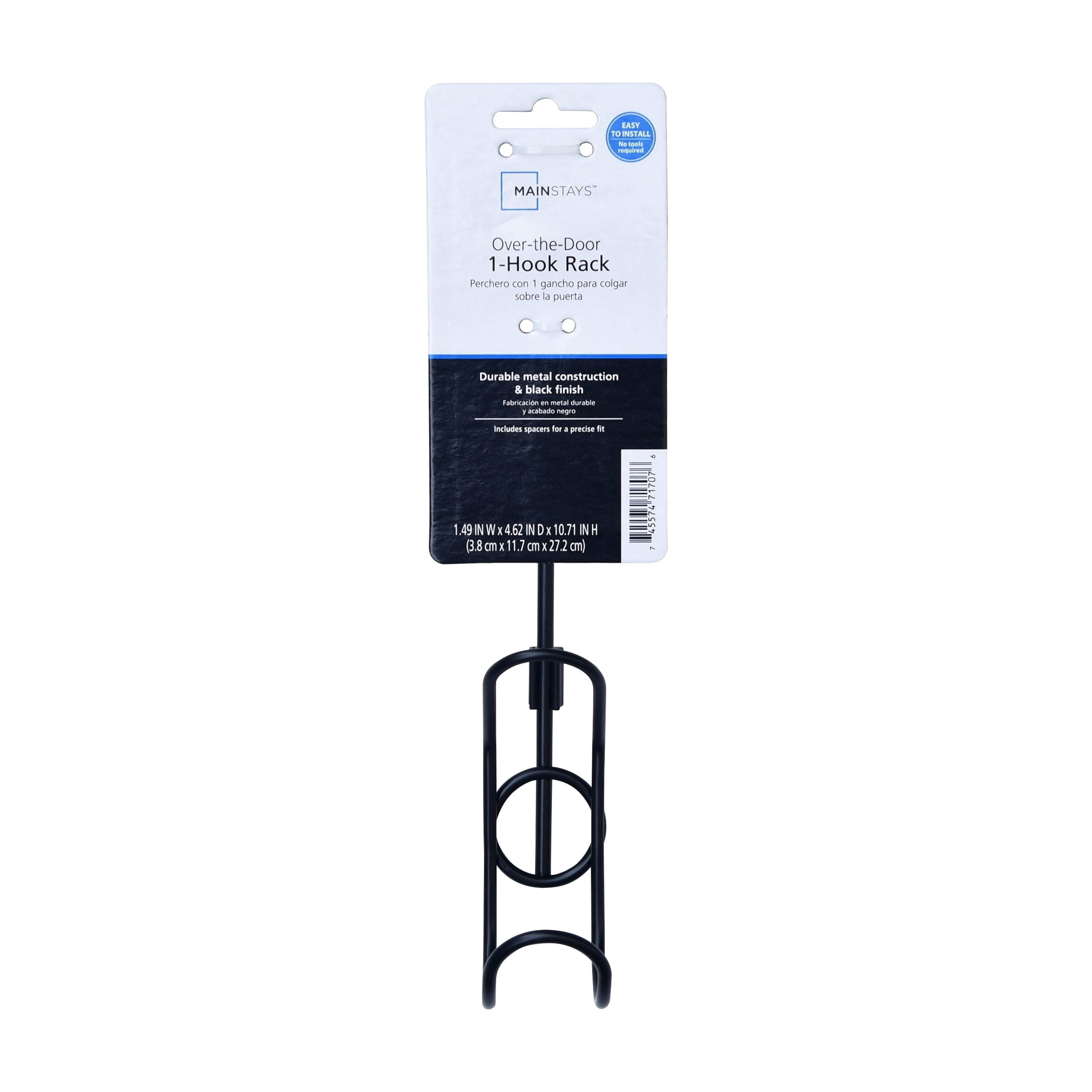 Mainstays Over the Door Single Hook, Black Finish