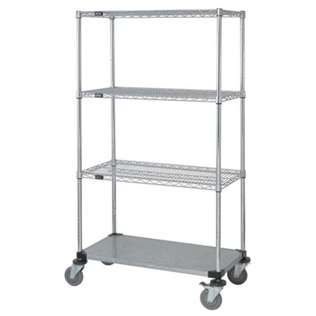 Quantum Storage M1848CG46 Chariot Enceinte avec 3 Étagères en Fil Chromé - 63 Po.