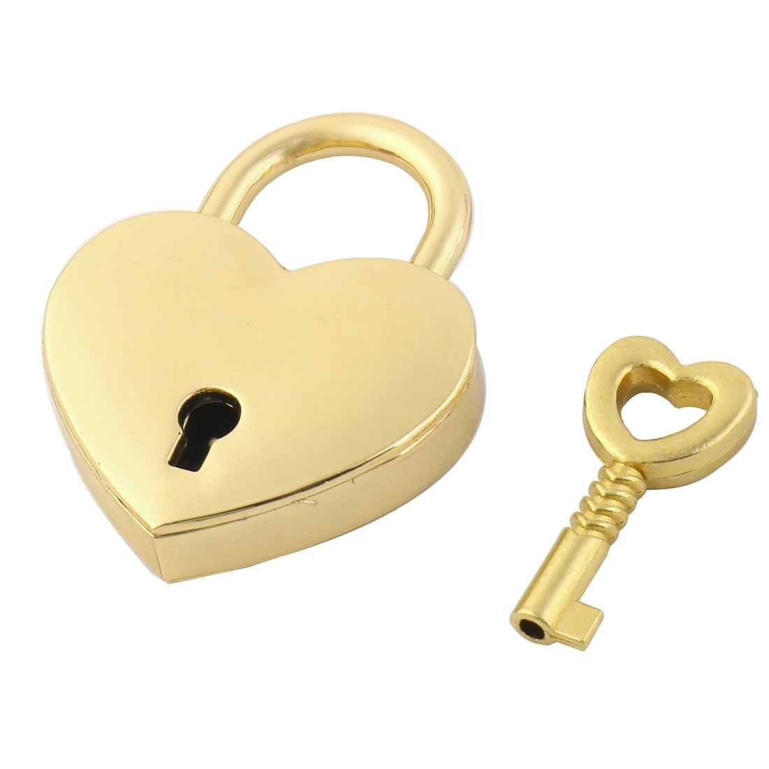 Luggage Metal Heart Shaped Security Lock Padlock Gold Tone w
