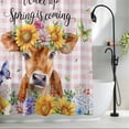 thumbnail image 2 of Spring Cow Standard Shower Curtain Set, Waterproof Shower Curtains for Bathroom, Summer Sunflower Botanical Pink Plaid Washable Fabric Bath Curtain for Bathtub Decoration with Hooks 72x72 Inches, 2 of 9