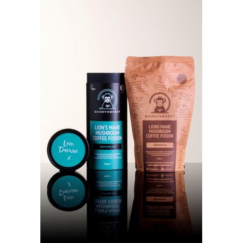 QuirkyMonkey Lion's Mane Mushroom Coffee Fusion (Switched On) 150g, British Import (Pack of 2)