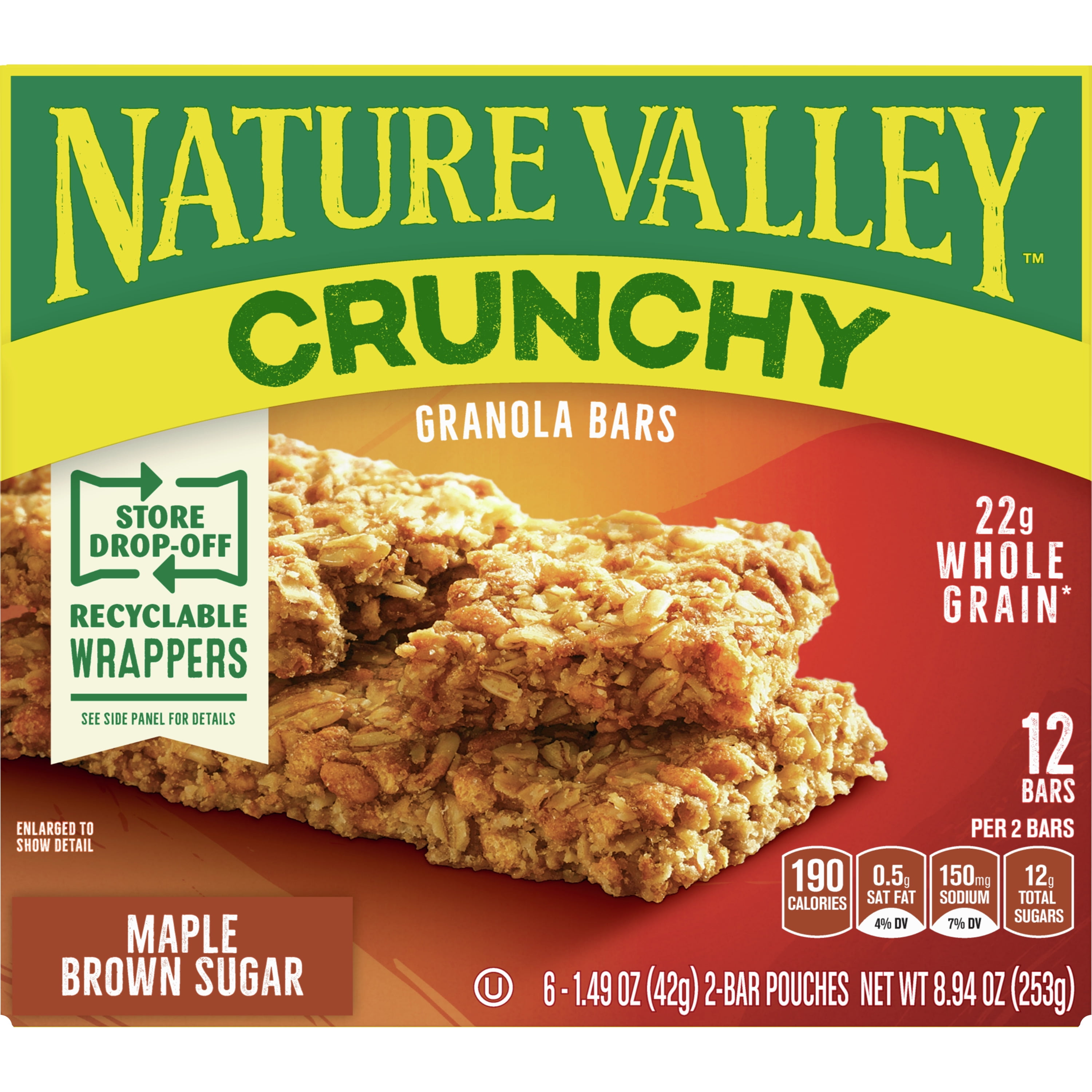 Nature Valley Crunchy Granola Bar, Maple Brown Sugar, 12 Bars, 8.94 oz