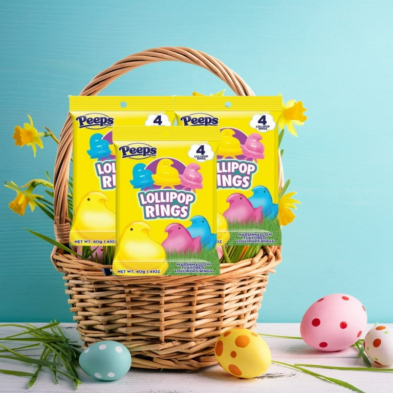 Easter Peeps Lollipop Rings Marshmallow Flavored Suckers Pink Blue