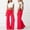 Red, variant on Women's Fold-Over Pleated Waist Flared Yoga Pants, Solid Color High Waist Wide Leg Casual Trousers, Stretchy Soft Bootcut Pants for Fitness & Daily Wear, 8 Colors XS-XXL