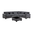 thumbnail image 2 of Trey 115" Gray Chenille Sectional-Adjustable Backrest+USB Ports+ Storage Ottoman, 2 of 6