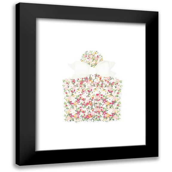 Straatsma, Leah 12x14 Black Modern Framed Museum Art Print Titled - Floral Perfume Bottle