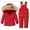 Red, variant on LNMQLPDBS Baby Girls 2 Piece Snowsuit Set Toddler Warm Winter Ski Outfit Kids Hooded Puffer Jacket Newborn Fur Trim Coat Infant Waterproof Bib Pants Snow Wear with Adjustable Straps