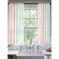 thumbnail image 3 of Coral Cyan Stripe Semi Sheer Curtains 72 Inch Length 2 Panels Set, Geometric Grey White Vertical Striped Sheer Kitchen Curtain Privacy Voile Window Curtain for Living Room Bedroom Rod Pocket Drapes, 3 of 7