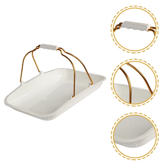 COMPUKAS Rectangular Bread Serving Tray with Handle White Plastic for Home and Party Use