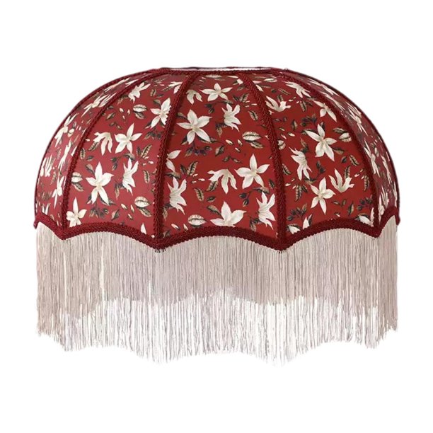 Pantalla de lámpara con borlas decorativas, casquillo E27, versátil, de estilo retro y a la moda. Diámetro inferior 25 cm