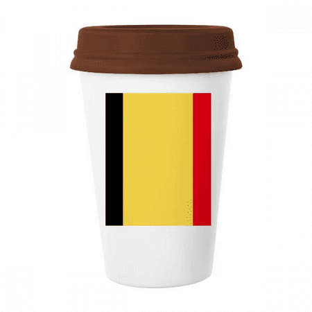 

Belgium National Flag Europe Country Mug Coffee Drinking Glass Pottery Cerac Cup Lid