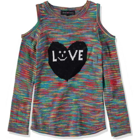 Derek Heart Girls 7-16 Cold-Shoulder Marled Sweater(Multi 14)