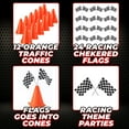 thumbnail image 4 of Bedwina Traffic Cones and Racing Checkered Flags - (24 Pcs) 12 - Black and White Flags on Sticks and 12-8-Inch Mini Orange Sports Safety Cones for Kids - Race Car Theme Birthday Party Supplies, 4 of 14