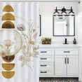 thumbnail image 5 of Golden Celestial Floral Moon Design Cloth Fabric Bathroom Decor Set with Hooks, 5 of 6