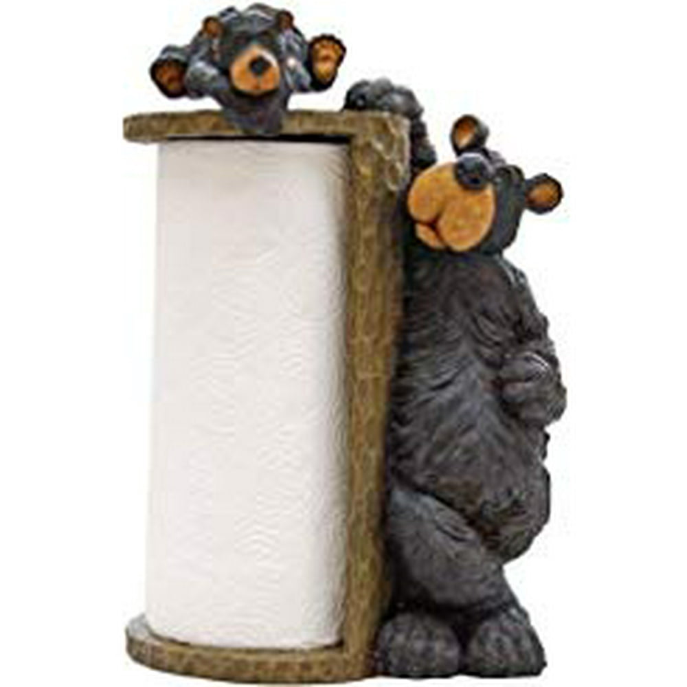 Willie Black Bear Paper Towel Holder Rack for Free Standing on Counter
