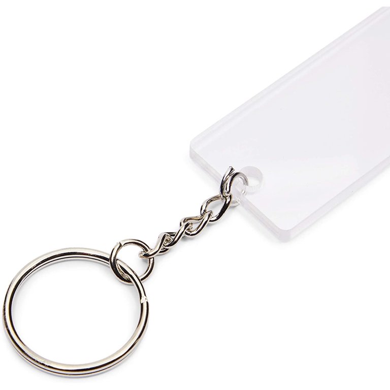 Ixtix 200pcs Keychain Blank Kit Acrylic Clear Blanks Keychain Supplies with 50pcs Blanks 50pcs Keychain Rings 50pcs Jump Rings 50pcs Tassels, Adult