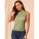 thumbnail image 2 of Blusa sin mangas semitransparente con volantes de encaje para mujer Verde XS, 2 of 6