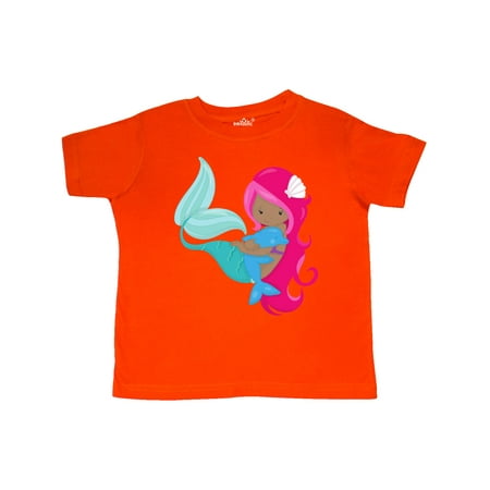 

Inktastic African American Mermaid With Pink Hair Dolphin Gift Toddler Toddler Girl T-Shirt